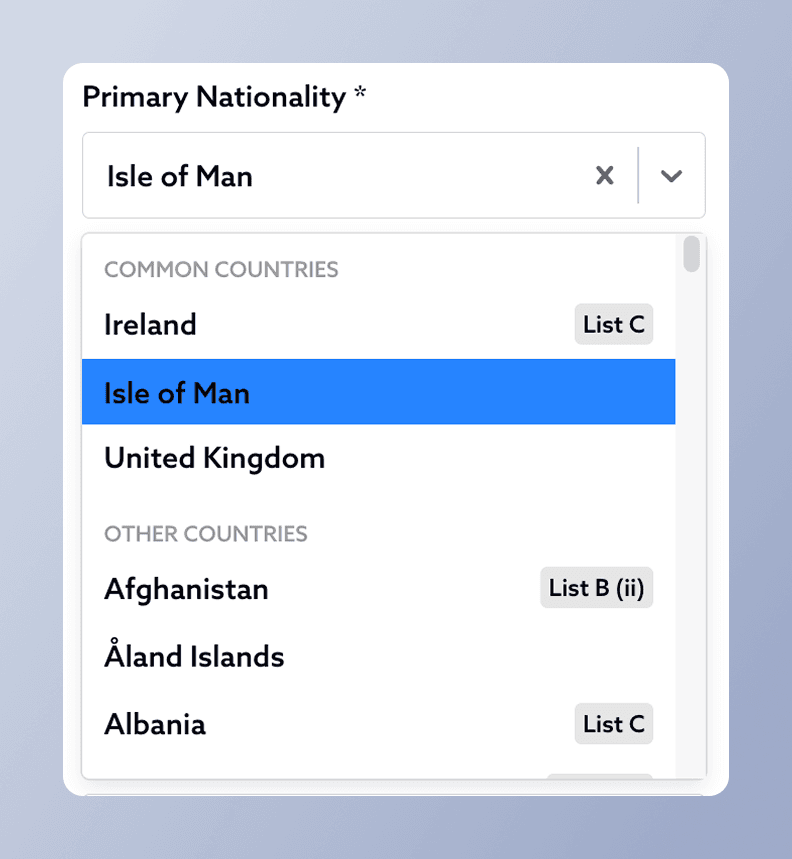 Countries Selector