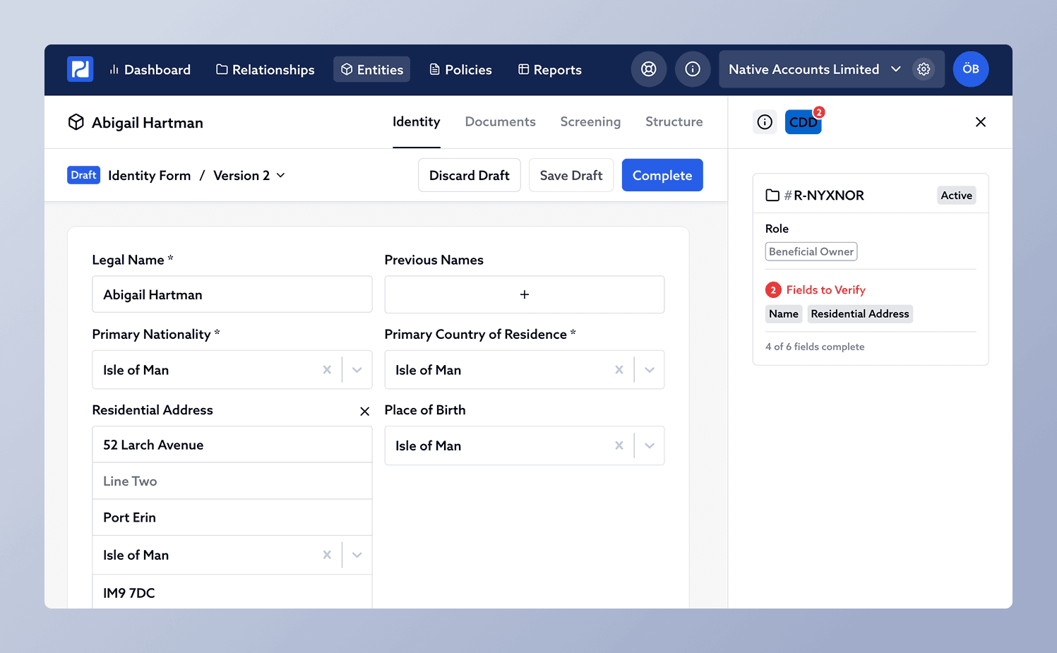 New Entity CDD Panel & Countries Lists